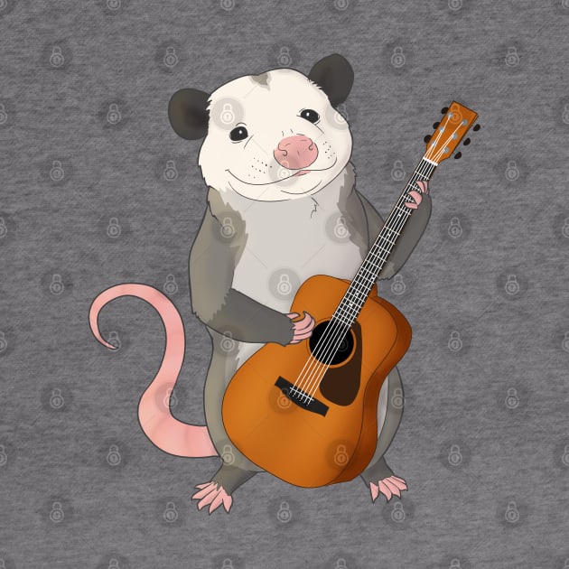 Opossum playing guitar by Mehu Art